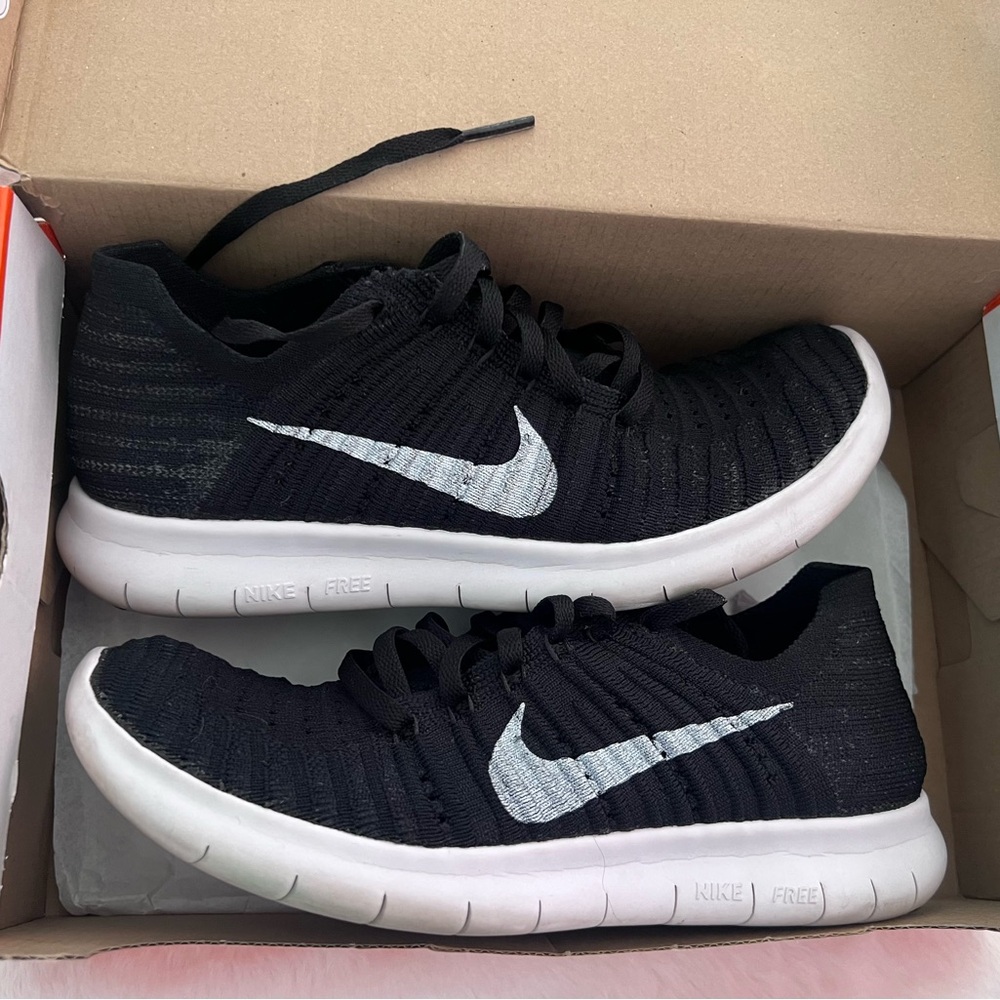 NIKE Women’s Nike Free RN Flyknit Running Shoes / Sneakers - Black - size 6.5